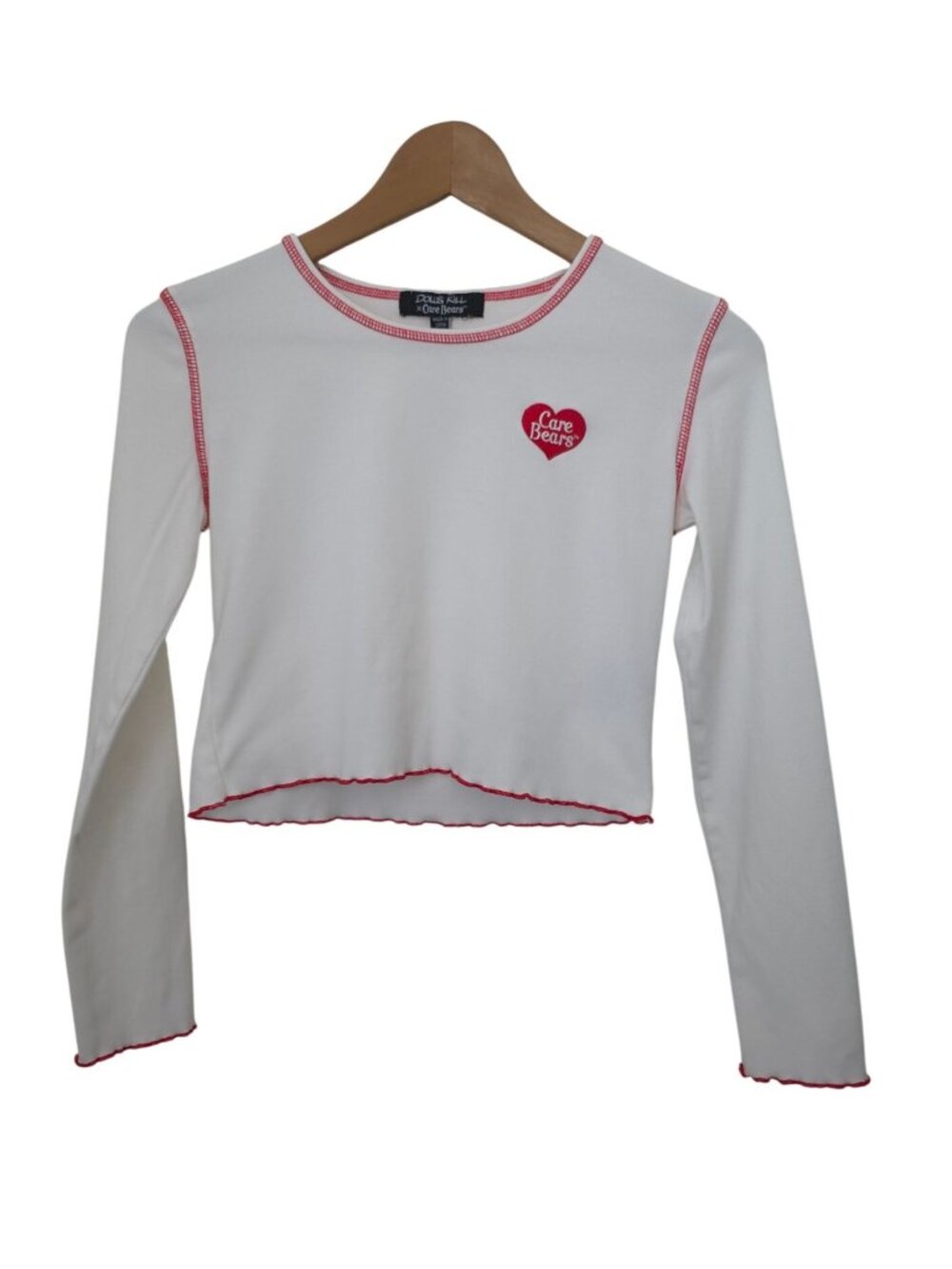 Dolls Kill x Care Bears Long-Sleeve White Crop Top Women's Size Small